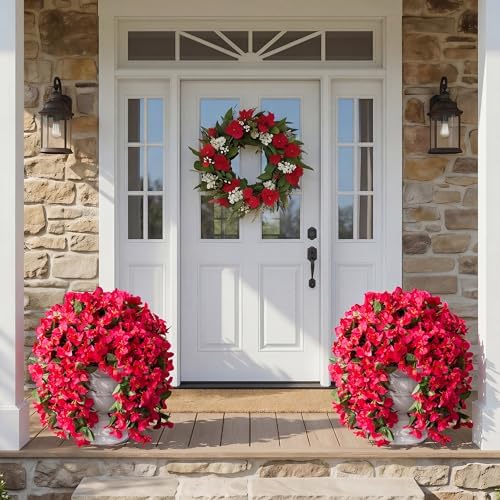 Faux Bougainvillea Artificial Flowers Plants for Outdoors Outside Decoration, 2 PCS Fake Flowers Silk Long, alternate view 3