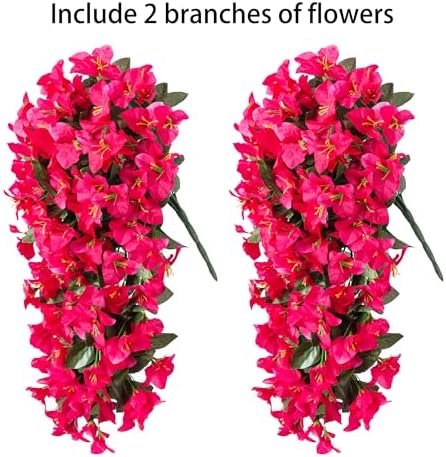 Faux Bougainvillea Artificial Flowers Plants for Outdoors Outside Decoration, 2 PCS Fake Flowers Silk Long, alternate view 5