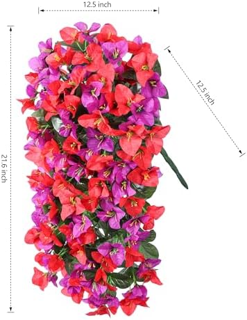 Faux Bougainvillea Artificial Flowers Plants for Outdoors Outside Decoration, 2pcs Fake Flowers Silk Long, alternate view 6