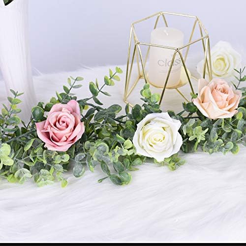 Faux Eucalyptus Garland Plant, 2 Pack Artificial Vines Hanging Eucalyptus Leaves Greenery Garland for Wedding, alternate view