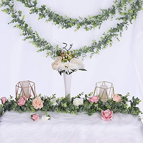 Faux Eucalyptus Garland Plant, 2 Pack Artificial Vines Hanging Eucalyptus Leaves Greenery Garland for Wedding, alternate view