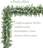 Faux Eucalyptus Garland Plant, 2 Pack Artificial Vines Hanging Eucalyptus Leaves Greenery Garland for Wedding, alternate view