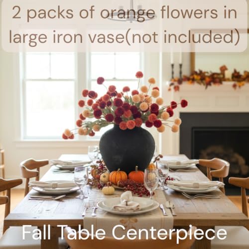 Faux Fall Flowers, Burnt Orange Artificial Floral Stems For Vase, alternate view 3