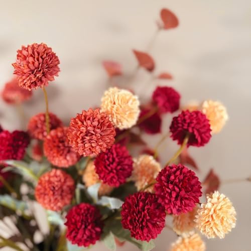 Faux Fall Flowers, Burnt Orange Artificial Floral Stems For Vase, alternate view 4