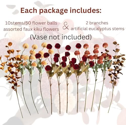 Faux Fall Flowers, Burnt Orange Artificial Floral Stems For Vase, alternate view 6