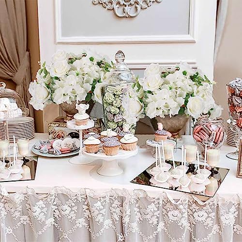 Faux Flower Balls Table Centerpieces, 2 Pcs, White, 14.2" Diameter in 11"x5.3" in White, alternate view 2