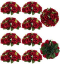 Faux Flower Centerpieces for Wedding Tables, 10 Pcs, Crimson Red in 9.5"x4.7" in Crimson