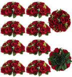 Faux Flower Centerpieces for Wedding Tables, 10 Pcs, Crimson Red in 9.5"x4.7" in Crimson