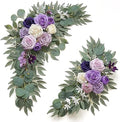 Faux Flower Swag Set of 2 for Wedding Welcome Signs Floral Decorations, Purple Wedding Arch Flowers for Wedding