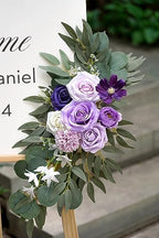 Faux Flower Swag Set of 2 for Wedding Welcome Signs Floral Decorations, Purple Wedding Arch Flowers for Wedding, alternate