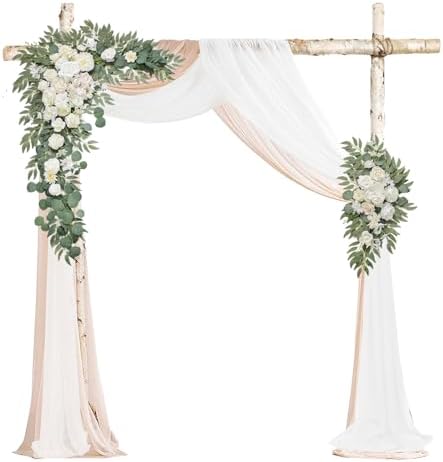Faux Flowers Arch Flowers with Drapes (Set of 4) Wedding Decor and Wedding Arch Draping Artificial Flower