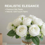 Faux Flowers in Vase, 18 Pcs Fake Rose Flowers, Artificial Flowers for Home Decor, Indoor Centerpiece for Living, alternate