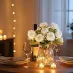 Faux Flowers in Vase, 18 Pcs Fake Rose Flowers, Artificial Flowers for Home Decor, Indoor Centerpiece for Living, alternate