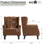 Faux Leather Wingback Accent Chair, Tufted High Back Armchair, Brown in Brown, alternate view 2