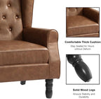 Faux Leather Wingback Accent Chair, Tufted High Back Armchair, Brown in Brown, alternate view 4