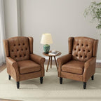 Faux Leather Wingback Accent Chair, Tufted High Back Armchair, Brown in Brown, alternate view 5