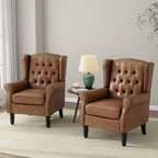 Faux Leather Wingback Accent Chair, Tufted High Back Armchair, Brown in Brown, alternate view 7