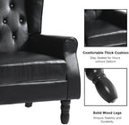 Faux Leather Wingback Accent Chairs, Tufted High Back Armchair, Black in Black, alternate view 4