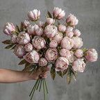 Faux Silk Peony Artificial Flowers Stem for Vase,12 Pcs, Brownish in Brownish