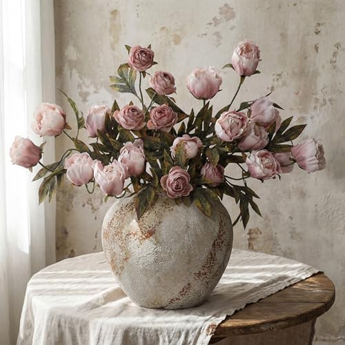 Faux Silk Peony Artificial Flowers Stem for Vase,12 Pcs, Brownish in Brownish, alternate view 2