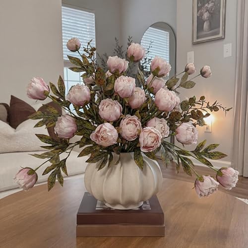 Faux Silk Peony Artificial Flowers Stem for Vase,12 Pcs, Brownish in Brownish, alternate view 5