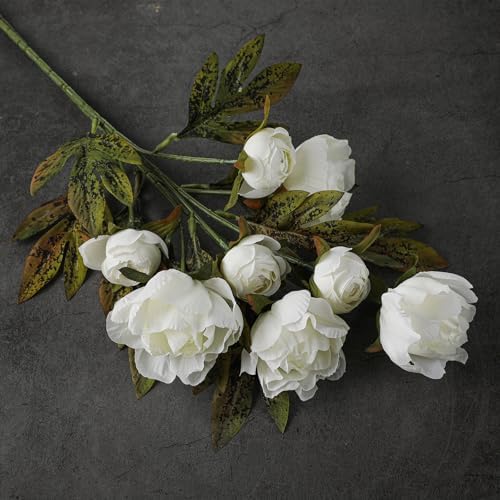 Faux Silk Peony Artificial Flowers Stem for Vase,8 Pcs, Beige in Beige, alternate view 2