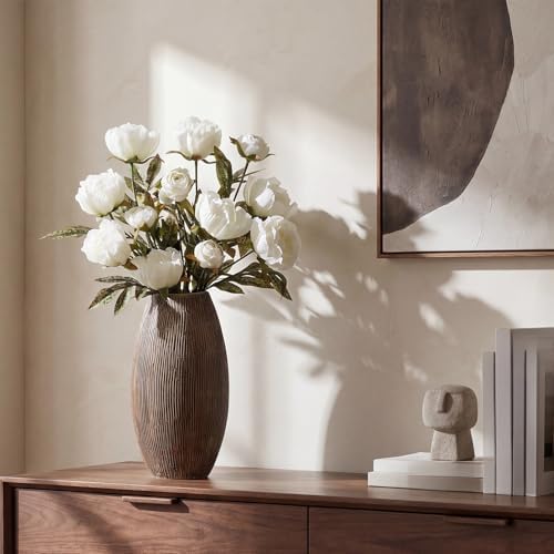 Faux Silk Peony Artificial Flowers Stem for Vase,8 Pcs, Beige in Beige, alternate view 6