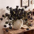 Faux Silk Peony Artificial Flowers Stem for Vase,8 Pcs, Black in Black