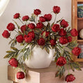 Faux Silk Peony Artificial Flowers Stem for Vase,8 Pcs, Burgundy in Burgundy