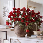 Faux Silk Peony Artificial Flowers Stem for Vase,8 Pcs, Burgundy in Burgundy, alternate view 3