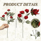 Faux Silk Peony Artificial Flowers Stem for Vase,8 Pcs, Burgundy in Burgundy, alternate view 4