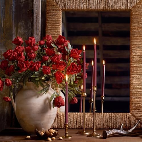 Faux Silk Peony Artificial Flowers Stem for Vase,8 Pcs, Burgundy in Burgundy, alternate view 5