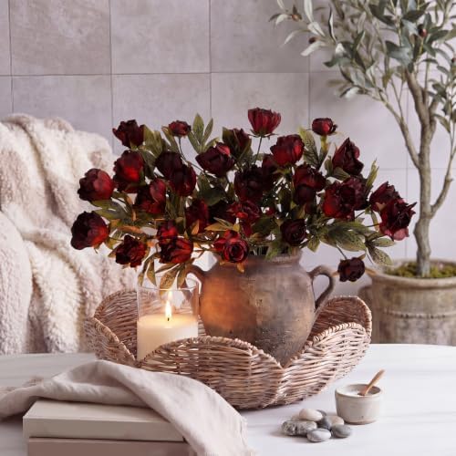 Faux Silk Peony Artificial Flowers Stem for Vase,8 Pcs, Dark in Dark, alternate view 3