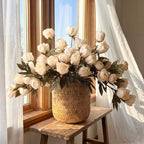 Faux Silk Peony Artificial Flowers Stem for Vase,8 Pcs, Light in Light, alternate view 5