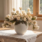 Faux Silk Peony Artificial Flowers Stem for Vase,8 Pcs, Light in Light, alternate view 6