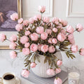 Faux Silk Peony Artificial Flowers Stem for Vase,8 Pcs, Pink in Pink