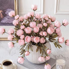 Faux Silk Peony Artificial Flowers Stem for Vase,8 Pcs, Pink in Pink