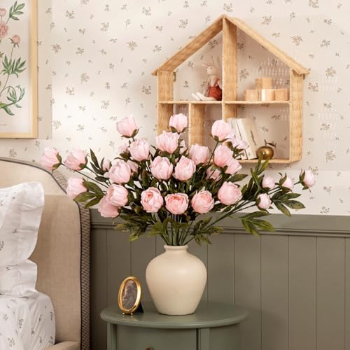 Faux Silk Peony Artificial Flowers Stem for Vase,8 Pcs, Pink in Pink, alternate view 4