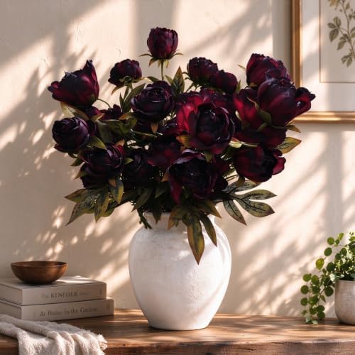 Faux Silk Peony Artificial Flowers Stems for Vase 12Pc Fall Autumn
