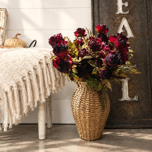 Faux Silk Peony Artificial Flowers Stems for Vase 12Pc Fall Autumn, alternate view 4