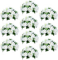 Faux Silk Roses Artificial Flower Centrepieces, White, 10Pcs in White/Gold/Grey