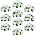 Faux Silk Roses Artificial Flower Centrepieces, White, 10Pcs in White/Gold/Grey