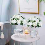 Faux Silk Roses Artificial Flower Centrepieces, White, 6Pcs in White/Gold/Grey, alternate view 4
