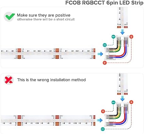 FCOB 6Pin 12mm 0.47in Transparent Connector Kit 30pcs Strip to Wire 30pcs Gapless Solderless Connectors 10pcs, alternate view