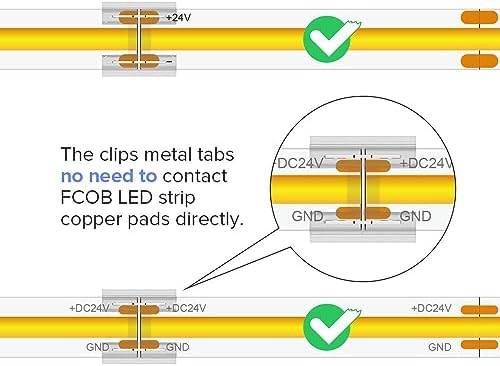 FCOB COB 50pcs 8mm 0.31in Transparent Connector Support FCOB 8mm Width 2 pin v+ v- Single Color LED Strip Corner, alternate