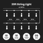 Feit Electric Incandescent Outdoor String Lights - 20ft, Linkable, SL20-10, alternate view 3