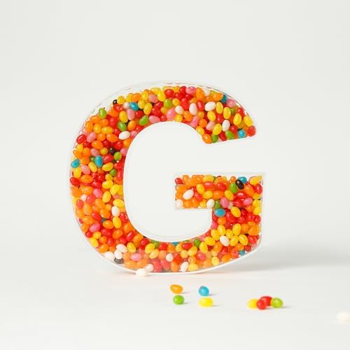 Fillable Alphabet Acrylic Tray Letter Candy Jar Reusable Party Food Jar with Magnetic Lid 10-Inch Sealed, alternate view 5