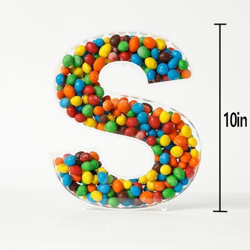 Fillable Alphabet Acrylic Tray Letter Candy Jar Reusable Party Food Jar with Magnetic Lid 10-Inch Sealed, alternate view 2