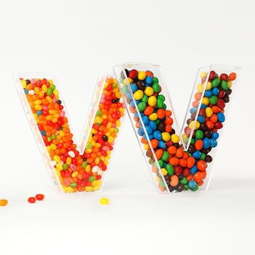 Fillable Alphabet Acrylic Tray Letter Candy Jar Reusable Party Food Jar with Magnetic Lid 10-Inch Sealed, alternate view 2