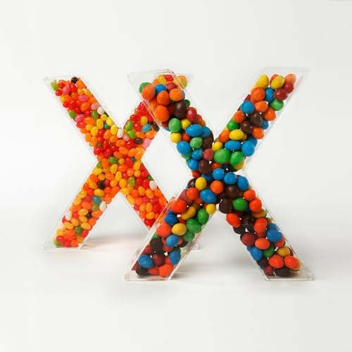 Fillable Alphabet Acrylic Tray Letter Candy Jar Reusable Party Food Jar with Magnetic Lid 10-Inch Sealed, alternate view 3